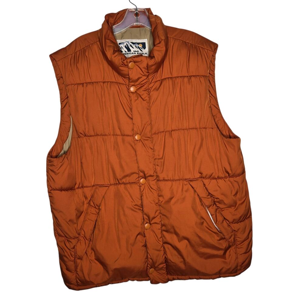 American Eagle Primaloft Puffer Vest Streetwear Orange Winter Outdoor Men XL